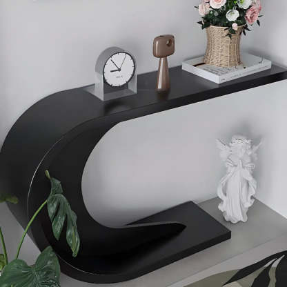 Minimalist C-Shaped Wood Modern Console Table