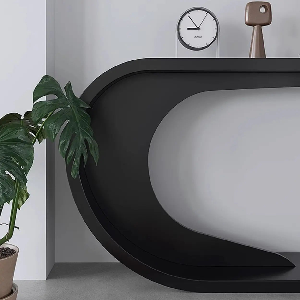 Minimalist C-Shaped Wood Modern Console Table