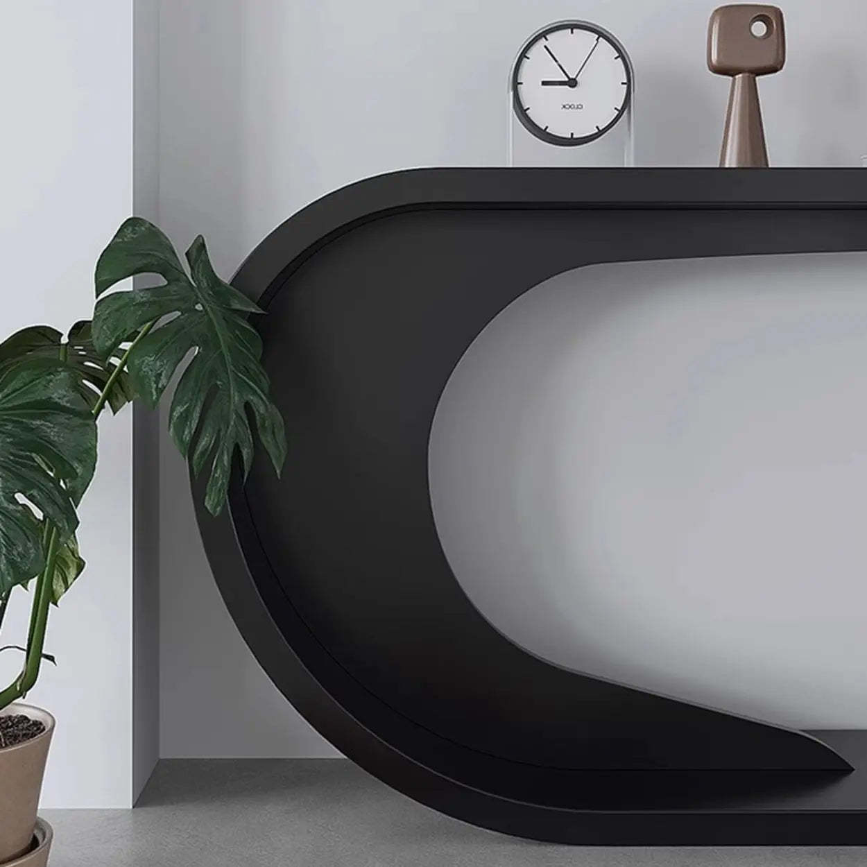 Minimalist C-Shaped Wood Modern Console Table