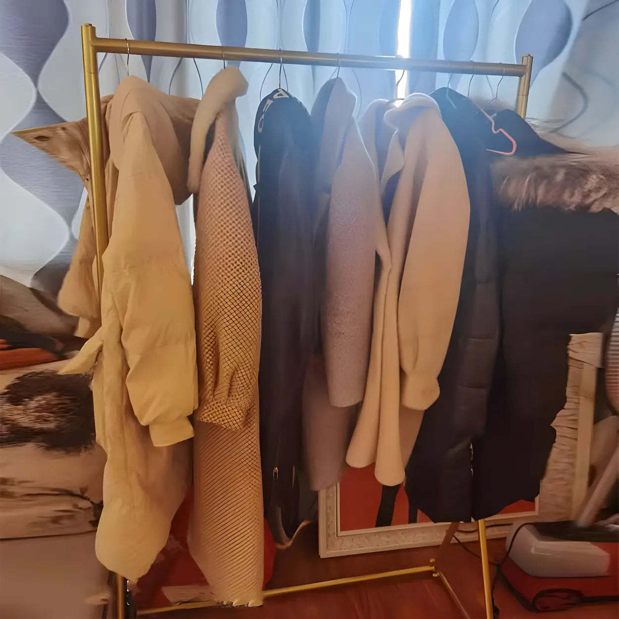 Minimalist Gold Metal Freestanding Coat Rack
