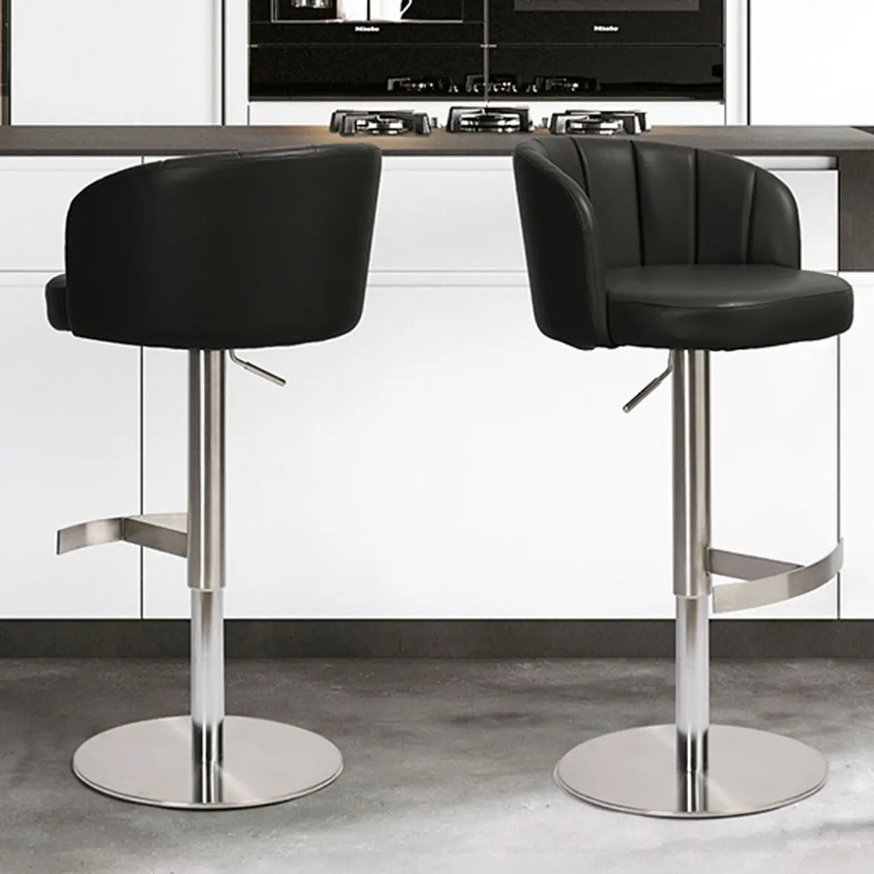 Minimalist Gray Rotatable Barrel Seat Bar Stool