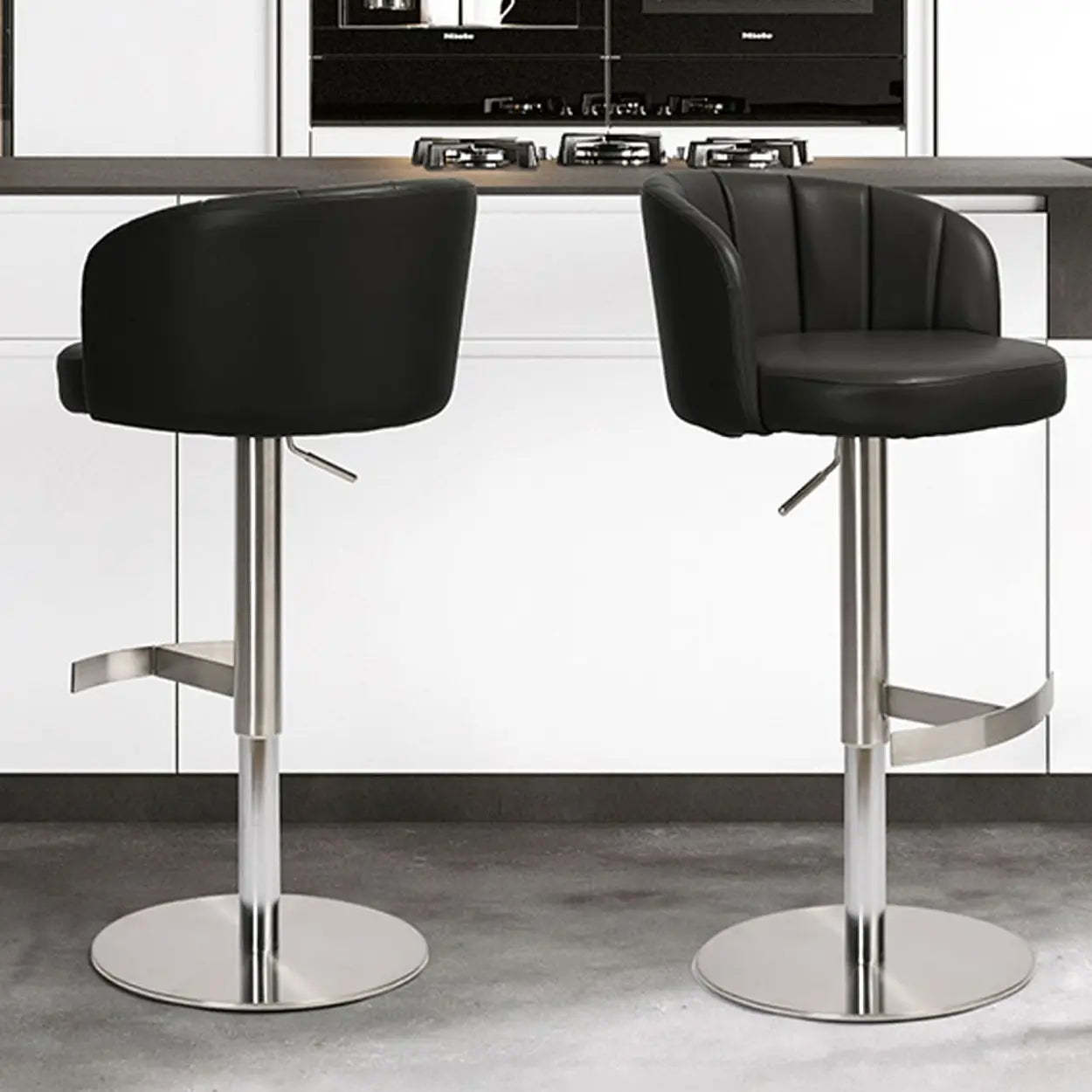 Minimalist Gray Rotatable Barrel Seat Bar Stool