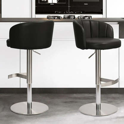 Minimalist Gray Rotatable Barrel Seat Bar Stool