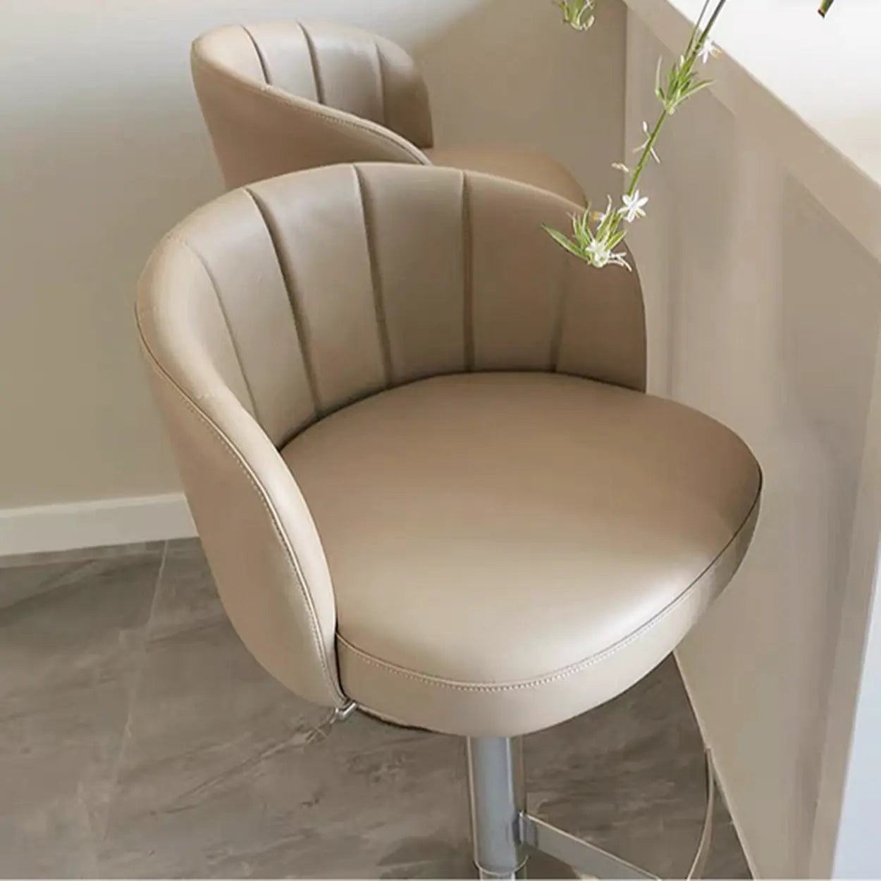 Minimalist Gray Rotatable Barrel Seat Bar Stool