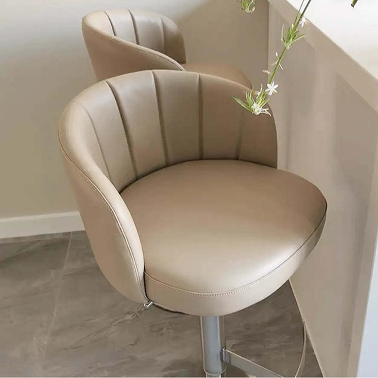 Minimalist Gray Rotatable Barrel Seat Bar Stool