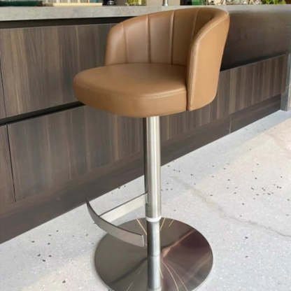 Minimalist Gray Rotatable Barrel Seat Bar Stool