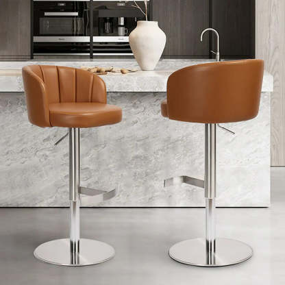 Minimalist Gray Rotatable Barrel Seat Bar Stool — Black
