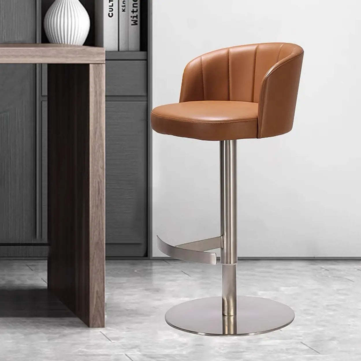 Modern seat rotatable bar & counter stools in metal — Yellow Brown