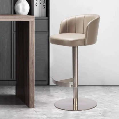 Minimalist Gray Rotatable Barrel Seat Bar Stool