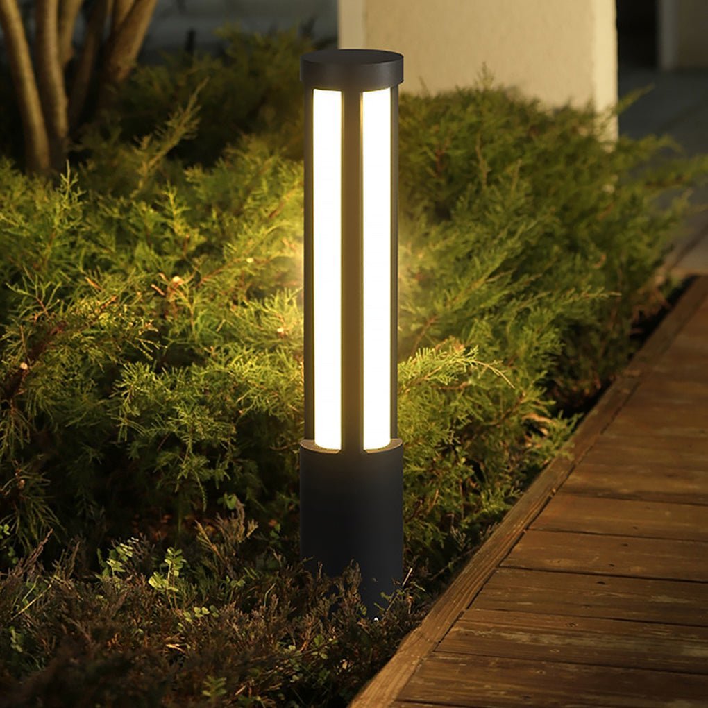 Cylinder Shaped LED Black Modern Outdoor Post Lights Pole Lamp Path Lights-Lighom