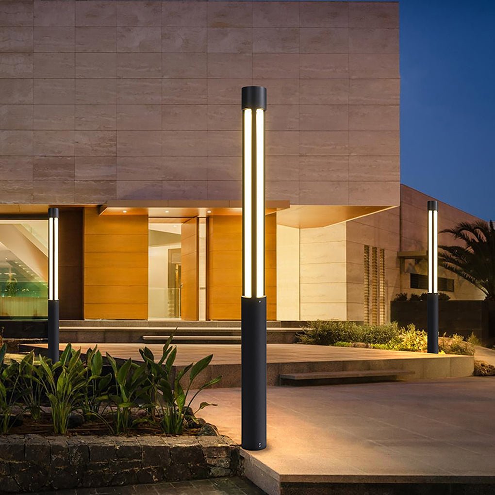 Cylinder Shaped LED Black Modern Outdoor Post Lights Pole Lamp Path Lights-Lighom