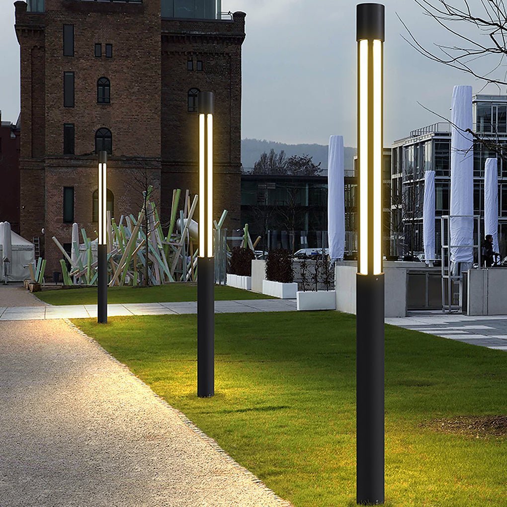 Cylinder Shaped LED Black Modern Outdoor Post Lights Pole Lamp Path Lights-Lighom