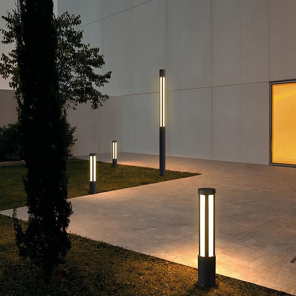 Cylinder Shaped LED Black Modern Outdoor Post Lights Pole Lamp Path Lights-Lighom