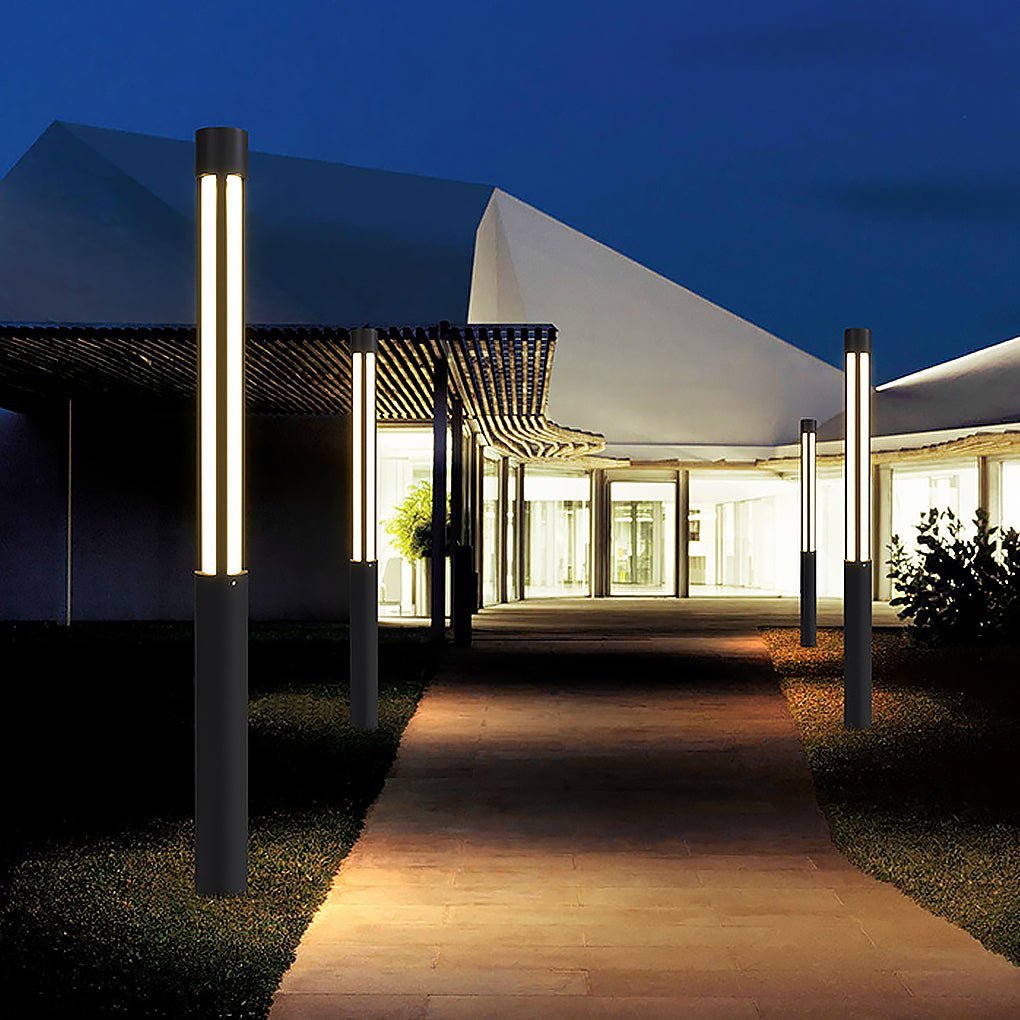 Cylinder Shaped LED Black Modern Outdoor Post Lights Pole Lamp Path Lights-Lighom