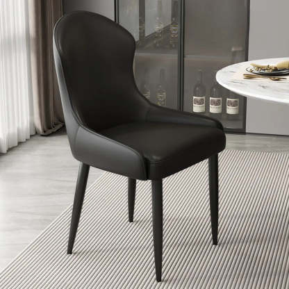 Minimalist Leather Upholstered Dining Chairs — Green / Black