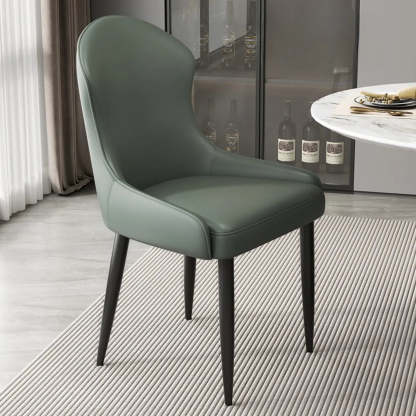 Minimalist Leather Upholstered Dining Chairs — Beige/Brown / Black