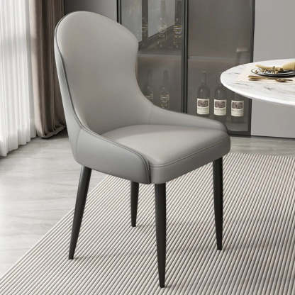 Minimalist Leather Upholstered Dining Chairs — Mocha / Black/Gold