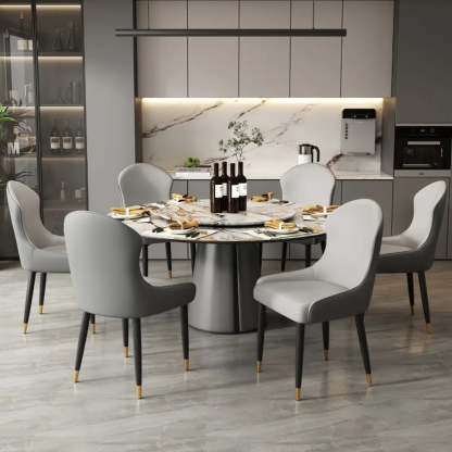 Minimalist Leather Upholstered Dining Chairs — Black / Black
