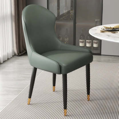 Minimalist Leather Upholstered Dining Chairs — Light Gray / Black/Gold