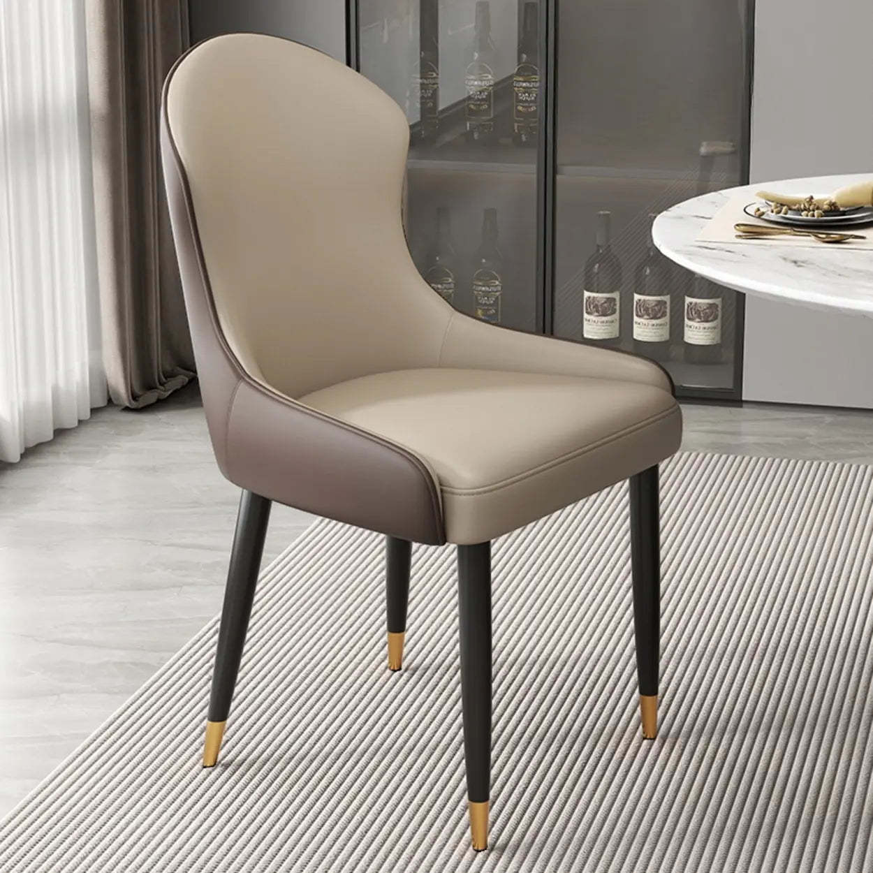Lighom modern upholstered gray office chairs — Khaki & Brown / Black & Gold