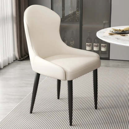 Minimalist Leather Upholstered Dining Chairs — Black / Black/Gold