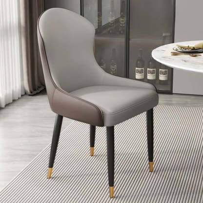 Minimalist Leather Upholstered Dining Chairs — Dark Gray/Light Gray / Black/Gold