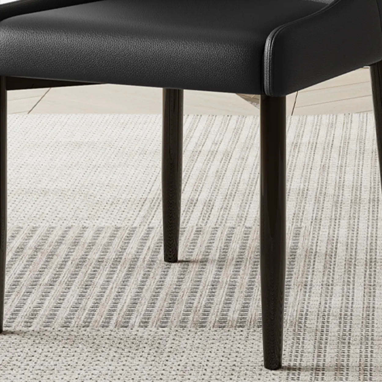 Minimalist Leather Dining Chair with Wood Legs