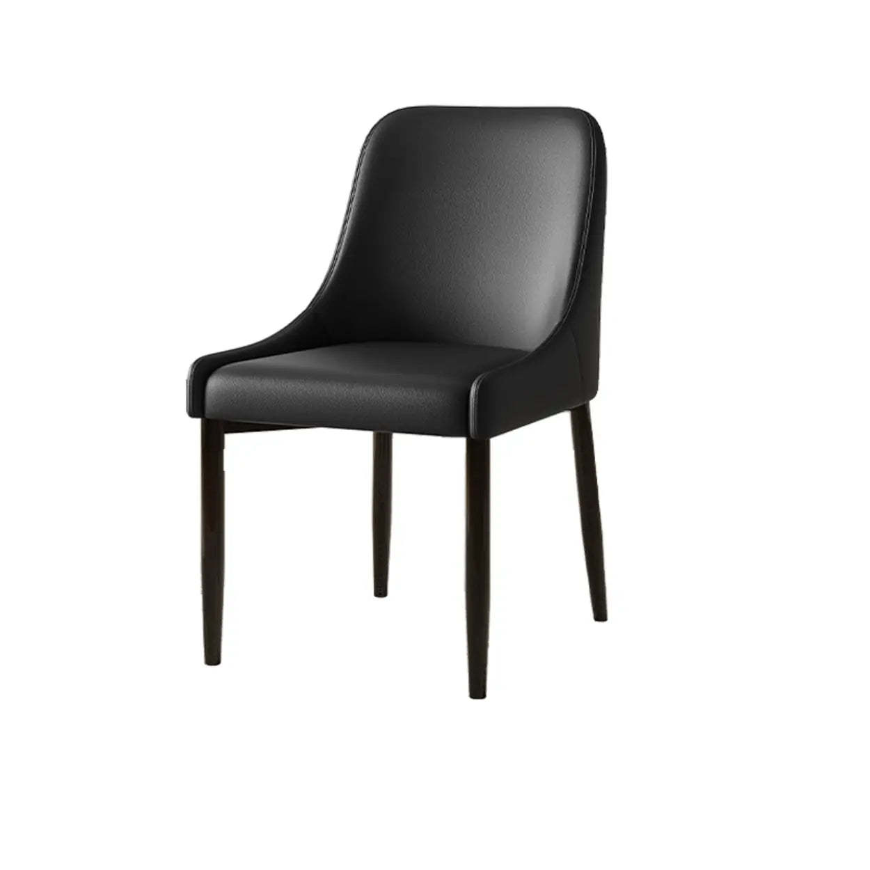 Minimalist Leather Dining Chair with Wood Legs — Khaki