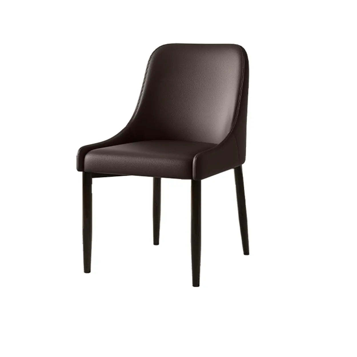 Minimalist Leather Dining Chair with Wood Legs