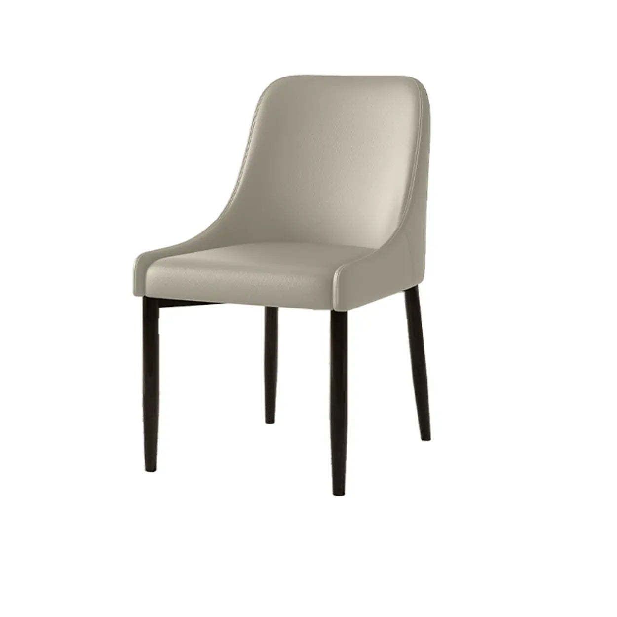 Minimalist Leather Dining Chair with Wood Legs