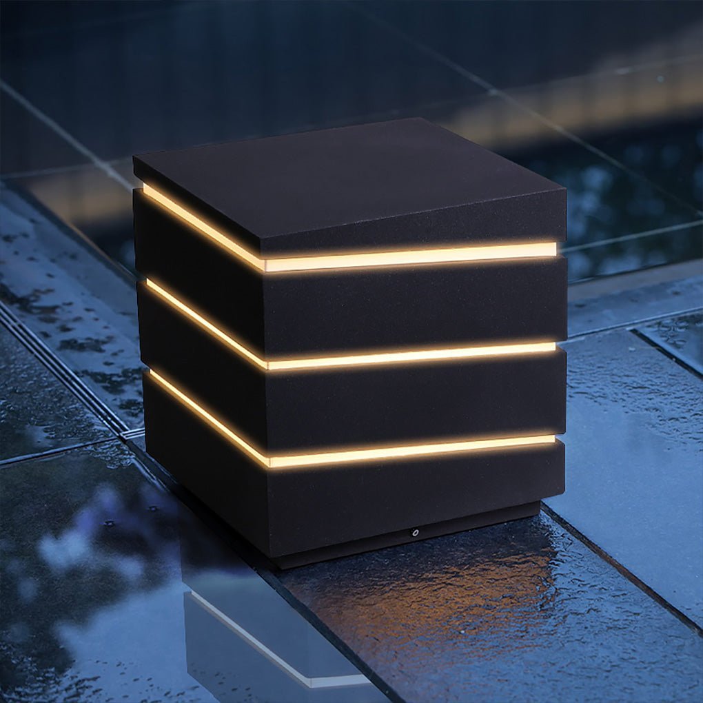 Square Line Decor LED Waterproof IP65 Black Minimalist Outdoor Light-Lighom