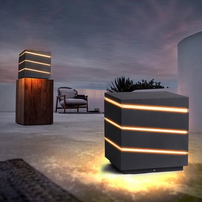 Square Line Decor LED Waterproof IP65 Black Minimalist Outdoor Light-Lighom