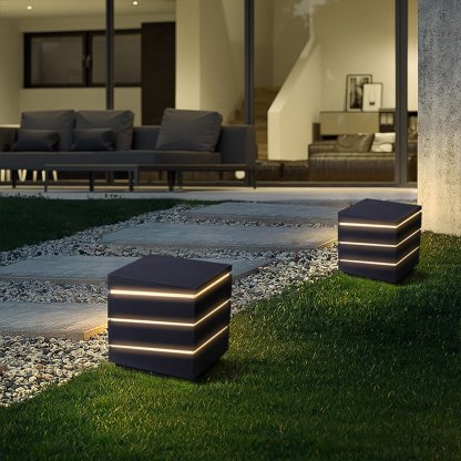 Square Line Decor LED Waterproof IP65 Black Minimalist Outdoor Light-Lighom