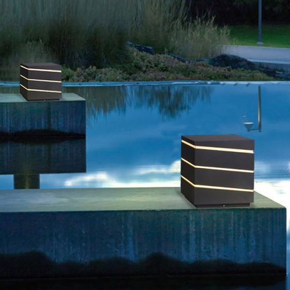 Square Line Decor LED Waterproof IP65 Black Minimalist Outdoor Light-Lighom