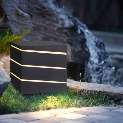 Square Line Decor LED Waterproof IP65 Black Minimalist Outdoor Light-Lighom