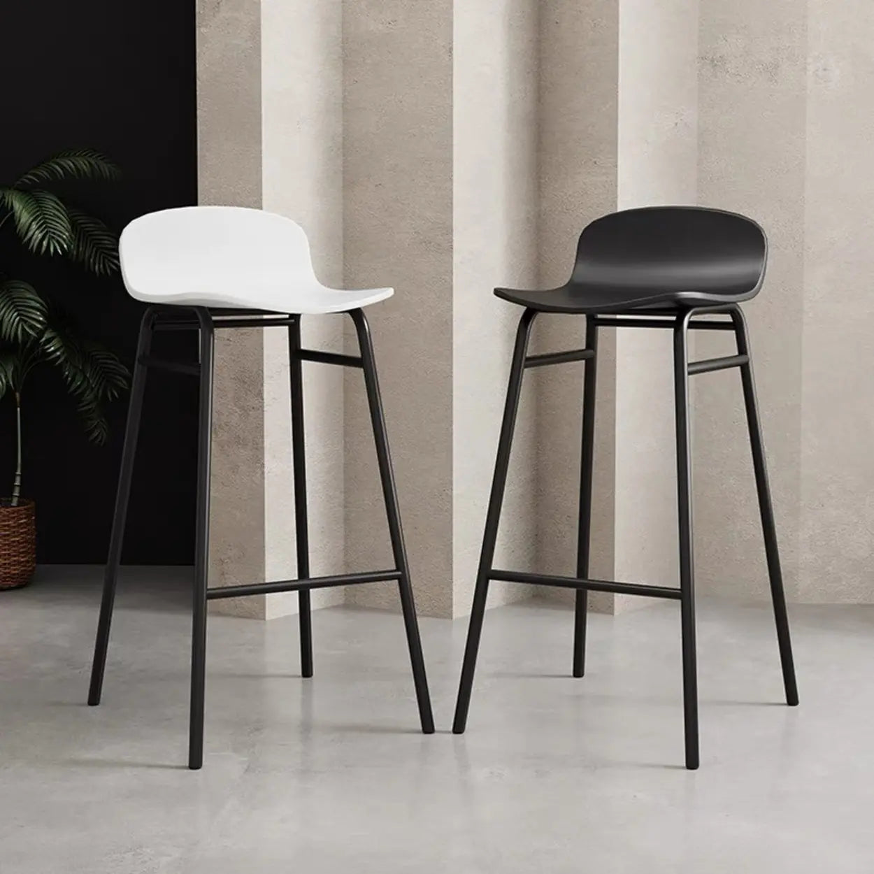 Minimalist Metal Bucket Armless Tall Bistro Bar Stool
