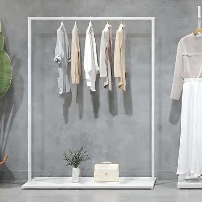 White Metal Freestanding Coat Rack with Shelf