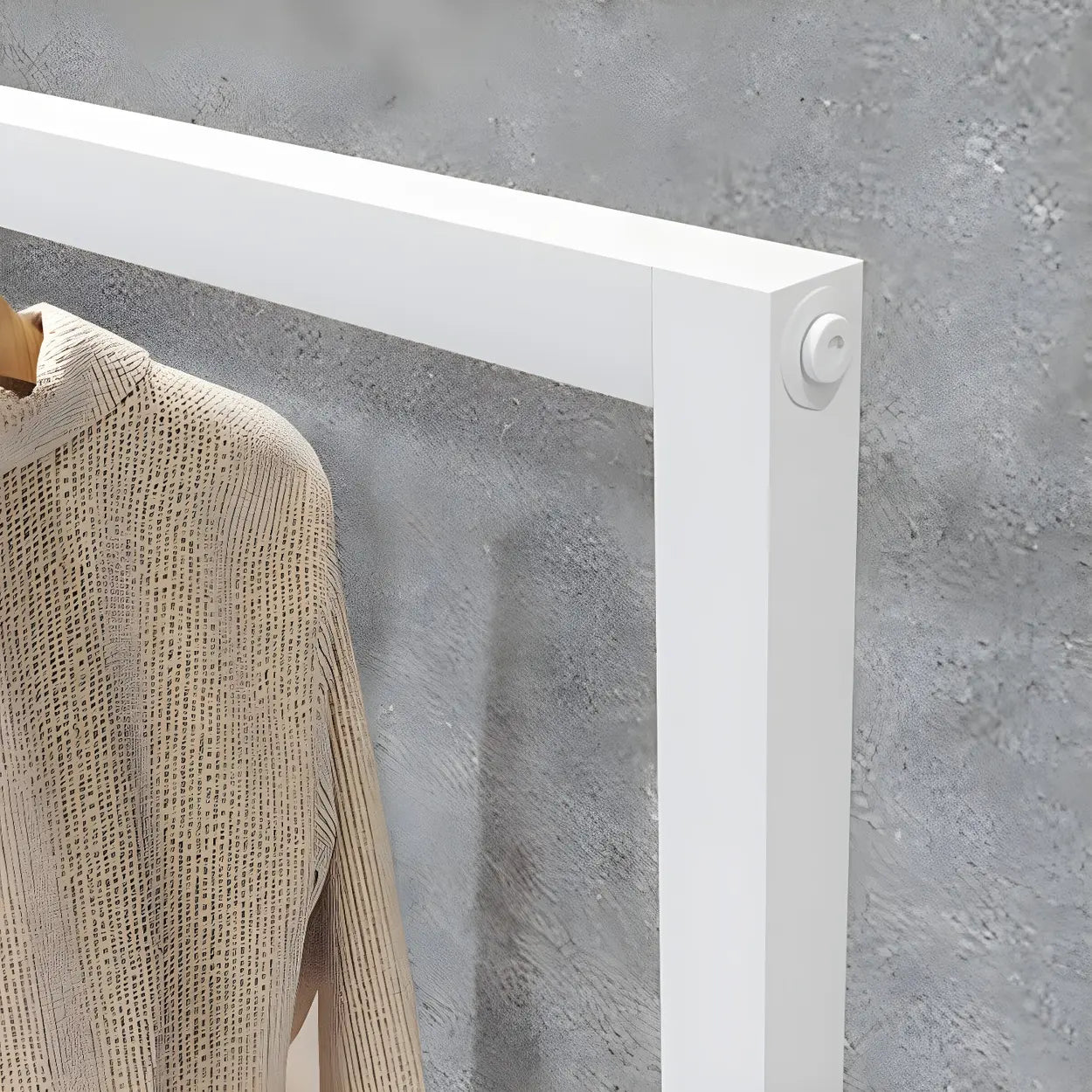 White Metal Freestanding Coat Rack with Shelf