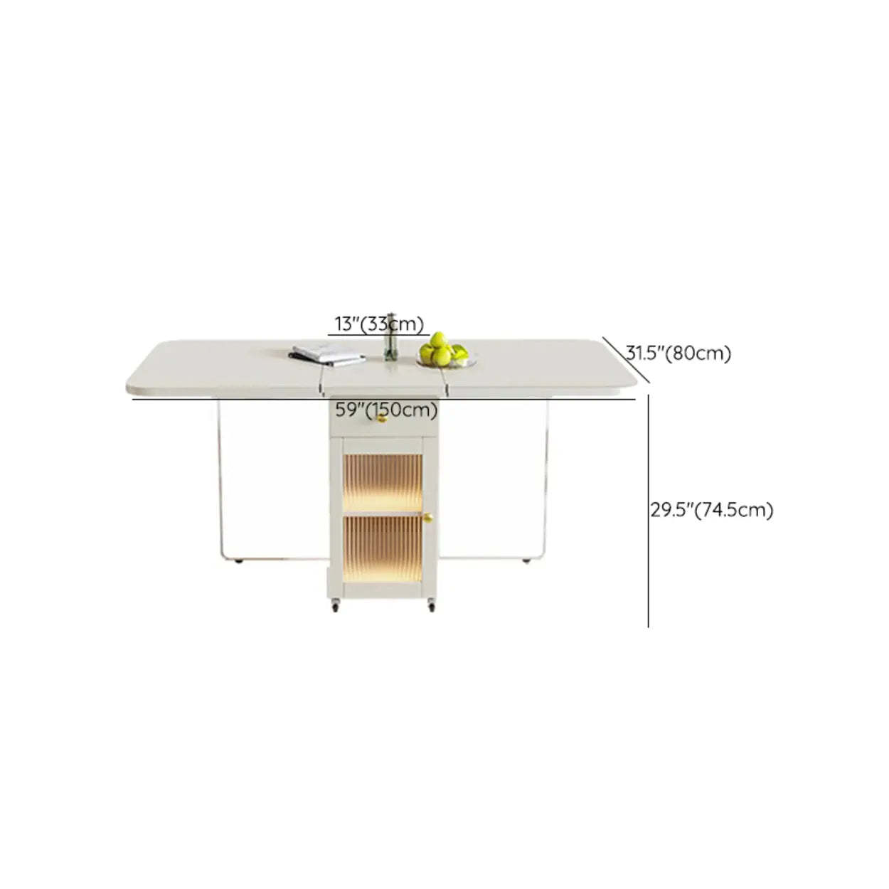 Minimalist White Folding Drop-Leaf Dining Table