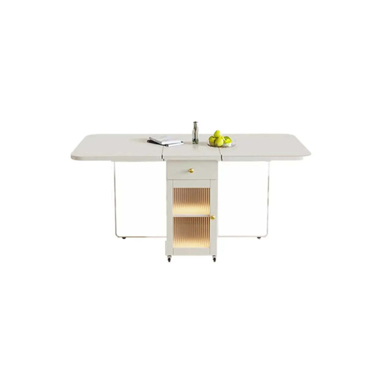 Minimalist White Folding Drop-Leaf Dining Table
