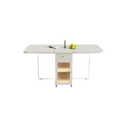 Minimalist White Folding Drop-Leaf Dining Table
