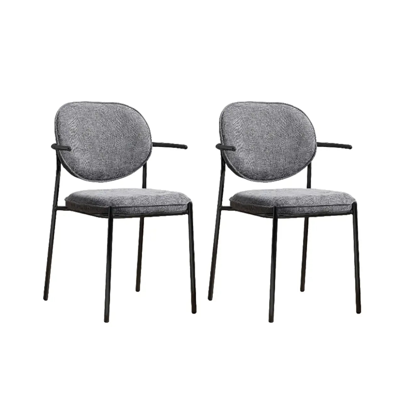 Minimalist Modern Low-Back Fabric Dining Chairs — 2 Pieces Set / Black / Orange