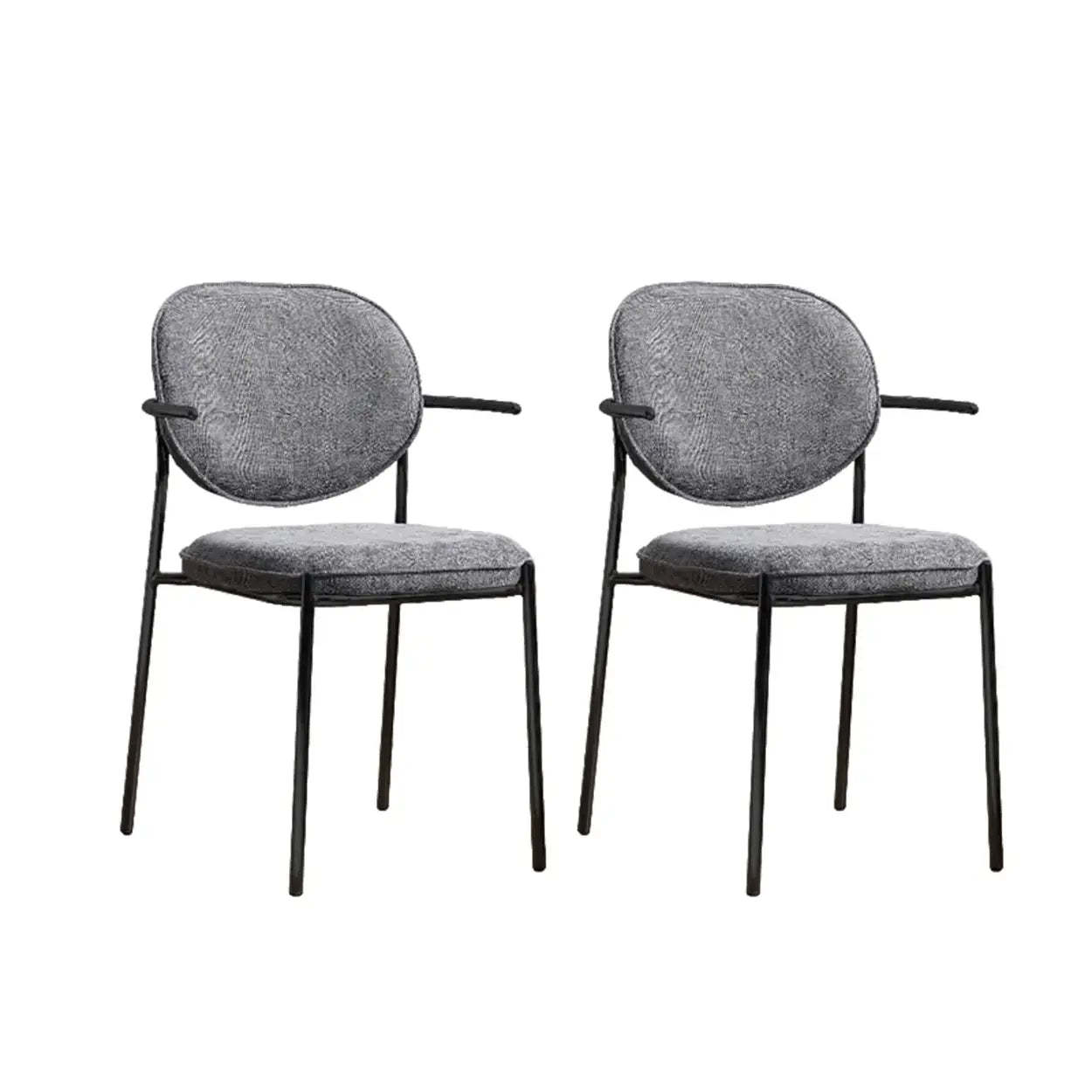Minimalist Modern Low-Back Fabric Dining Chairs — 2 Pieces Set / Black / Orange
