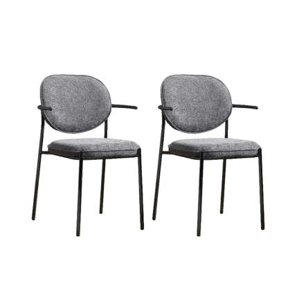 Minimalist Modern Low-Back Fabric Dining Chairs — 2 Pieces Set / Black / Orange