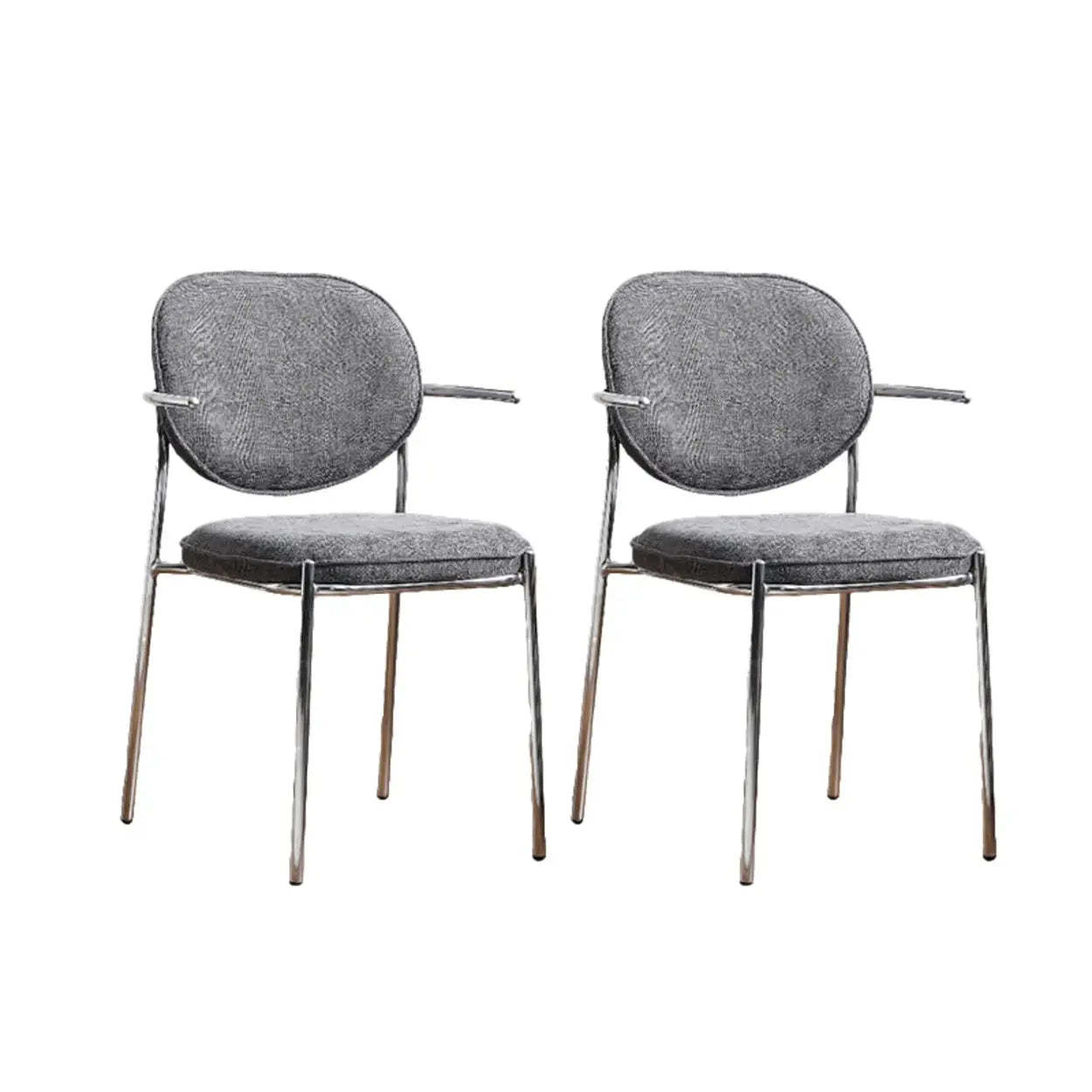 Lighom leather low-back gray dining chairs & benches in fabric — Silver / Set of 2