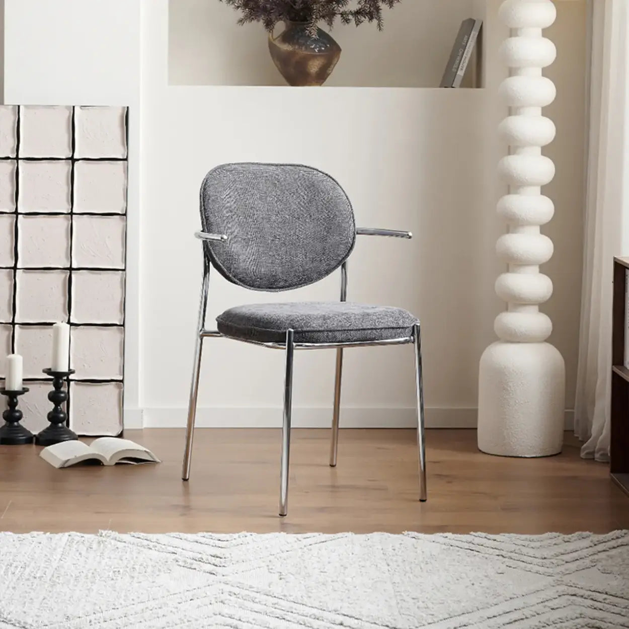 Minimalist Modern Low-Back Fabric Dining Chairs — 1 Pieces Set / Black / Green