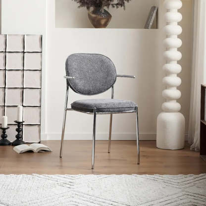 Minimalist Modern Low-Back Fabric Dining Chairs — 1 Pieces Set / Black / Green