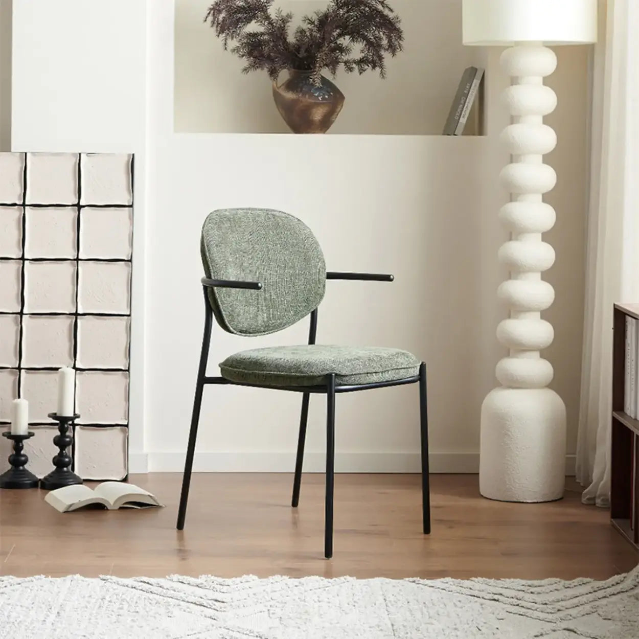 Minimalist Modern Low-Back Fabric Dining Chairs — 2 Pieces Set / Silver / Gray