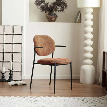 Minimalist Modern Low-Back Fabric Dining Chairs — 2 Pieces Set / Silver / White