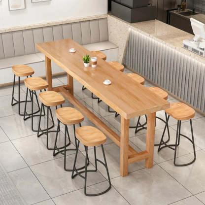 Minimalist Wood Bar Table with Footrest — Table Only
